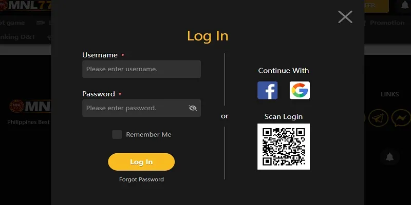 {18} Players can log in to MNL777 by simply scanning a QR code.